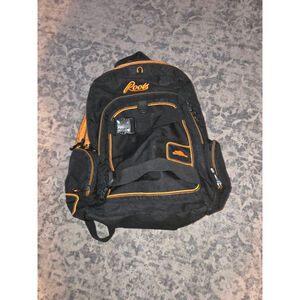 Roots Black Orange Backpack knapsack bookbag sports camping overnight (L1)